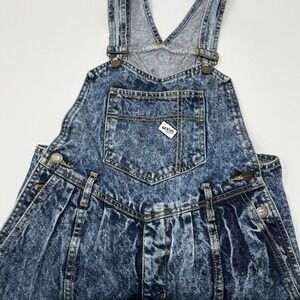 Vintage Guess Overalls Acid Wash Denim Jeans Red Label Made In USA Size Large